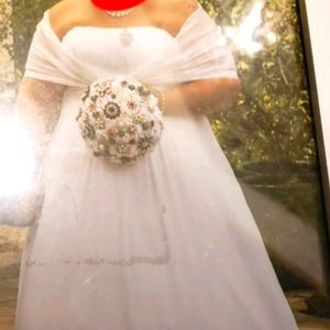 Wedding gown with wrap and petticoat